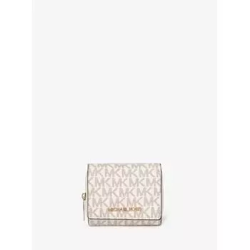 Michael Kors Jet Set Travel Mid Zip Wallet Small Mk Signature 35h9gtvz5b150 Vanilla F