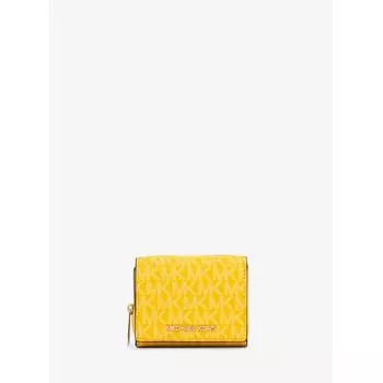 Michael Kors Jet Set Travel Mid Zip Wallet Small Mk Signature 35s4gtvz5b3260 Daisy Yellow F
