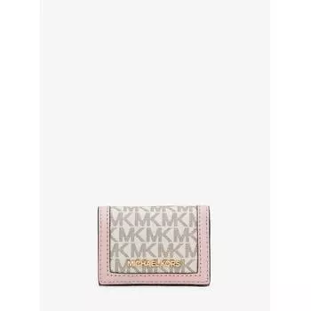 Michael Kors Jet Set Travel Trifold Zip Wallet Extra Small Mk Signature 35f3gtvd0b7183 Powder Blush Multi F