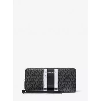 Michael Kors Кошелек Jet Set Travel Metallic Continental, большой, Mk Signature, 35f4stve7v1, черный F