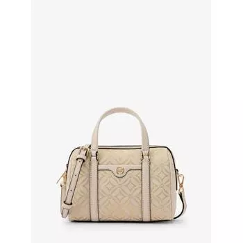 Michael Kors Metallic Logo Jacquard Duffle Cross Body Small 35f4gtfc1j8236 Pale Gold Multi F