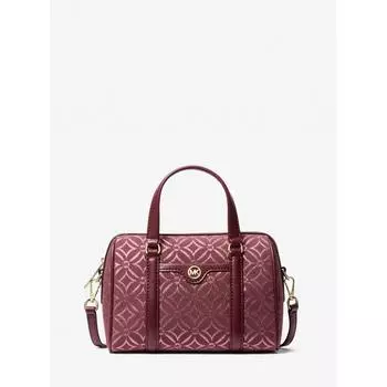 Michael Kors металлический логотип жаккардовая дорожная сумка через плечо маленькая 35f4gtfc1j2342 Oxblood Multi F
