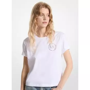 Michael Kors RhinesTone Mk Charm T shirT jT451g497j100 whiTe S