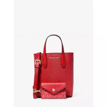 Michael Kors Vincent Saffiano Leather Crossbody With Card Case Extra Small 35f4g2vc0t2610 Bright Red F