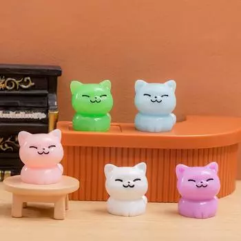 Микропейзаж смоляной орнамент мультфильм милый маленький оранжевый кот животное орнамент настольный автомобиль котенок украшения аксессуары Solid orange cat 10pcs белый