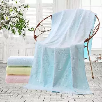 Microfiber Bath Towel 70x140cm with Embossed Bear Design - 3 Second Quick Dry Large Beach Towel for Spa Home Gift Towel 150g - 70*140cm светло-синий