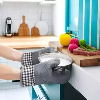 Microwave Gloves Silicone Insulated Glove Anti Slip Lengthened Thickened High Temperature Resistant Kitchen Anti Scalding Device