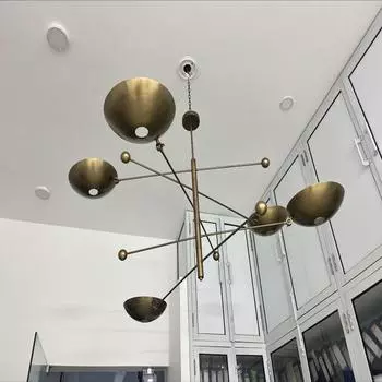 Mid Century 5 light Shade Modern Raw Brass Light Fixture Mid Century Stilnova Chandelier Linear Light