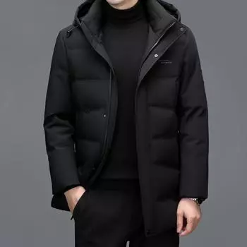 Mid-length middle-aged men s down jacket casual loose thickened warm down jacket daddy goose down M
