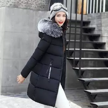 Mid-length Thin Fur Collar Thick Cotton Suit M