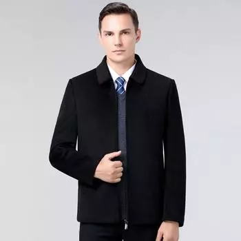 Middle-aged and elderly dad men s double-sided woolen coat grandpa winter coat windbreaker autumn and winter down 170