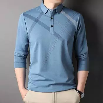 Middle-Aged and Elderly Dad Spring Lapel T-shirt Long Sleeve Polo Shirt Spring and Autumn Men s Undershirt Thin M
