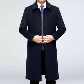 Middle-aged double-sided cashmere coat men s long lapel woolen coat middle-aged and elderly dad wear 170