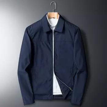 Middle-aged Jacket Men s Autumn New Business Casual Thin Lapel Men s Jacket Daddy Suit M синий