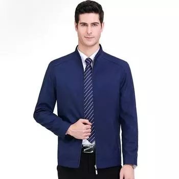 Middle-aged men s thin jacket spring and autumn new stand-up collar mulberry silk men s tops business casual dad jacket 170