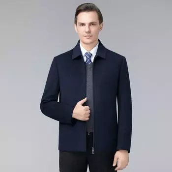 Middle-aged wool coat men s short 90 duck down autumn and winter liner detachable woolen coat down jacket 170