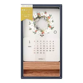 Midori 31280006 Календарь 2024, настольный, сезонный календарь, цветочный узор (цветочный)