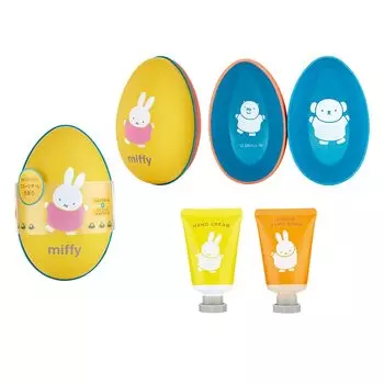 Miffy подарок для ухода за руками в сладком фруктовом аромате, аксессуар для рук в форме яйца, (крем для рук, мыло, банка, подарок, футляр) жёлтый