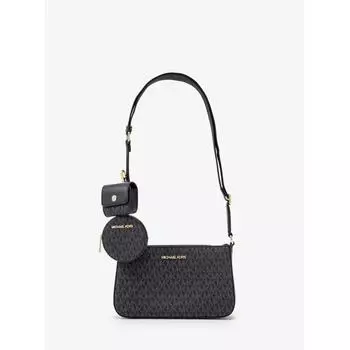 МИХАЭЛЬ КОРС JET SET TRAVEL CROSSBODY SMALL MK SIGNATURE W TECH ACCESSORY 35S2GTVC1B1 ЧЕРНЫЙ F