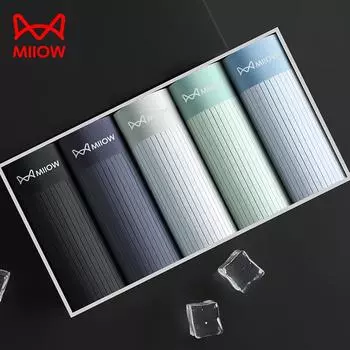 MiiOW, 3 шт., мужское нижнее белье из ледяного шелка, боксеры, дышащие сетчатые трусы с шаговым швом, мужские тонкие бесшовные мужские трусы, антибактериальные боксеры L