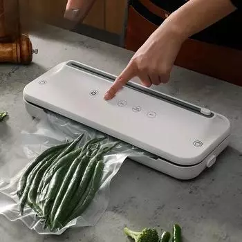 Mijia Пищевая вакуумная упаковочная машина Мощный упаковочный аппарат для пластиковой упаковки Кухонные контейнеры для хранения продуктов питания для консервирования продуктов EU Plug белый