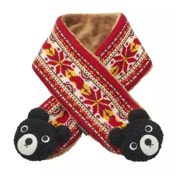 MIKI HOUSE Double Bee Muffler Knit Bear Nordic Pattern Kids Muffler Boys Girls Baby Kids Clothes Red [MIKI HOUSE] Children s 63-7701-576 красный