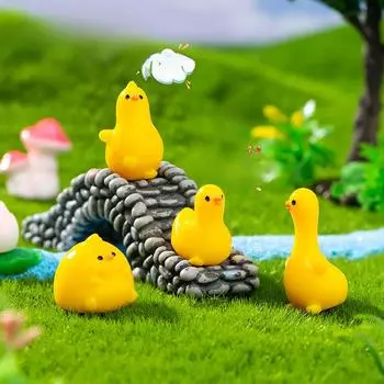 Микро-ландшафтное украшение Милая и изменчивая желтая кукла-утка Декоративные аксессуары своими руками Украшение для рабочего стола автомобиля Variable duckling10pc