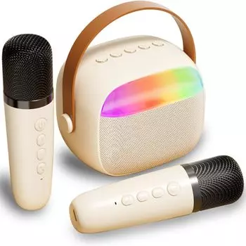 Микрофон для караоке Ninaker, 2 микрофона Bluetooth, беспроводной микрофон, беспроводной динамик, беспроводной микрофон, мини-караоке-аппарат, комплект PA со светодиодной подсветкой