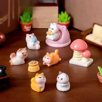 Микропейзаж милый Q милый игровой котенок DIY Детский домик ландшафтное украшение автомобиль настольные смоляные украшения Q cute cat 10pcs