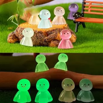 Микропейзажное украшение, красочная мультяшная кукла дождливый день, светящаяся в темноте смоляная декорация, офисный стол, автомобильные аксессуары 10pcs жёлтый