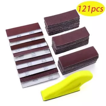 Микрошлифовальные инструменты 3,5” X 1” Детальная шлифовальная машинка для небольших проектов Мини-ручка для шлифовки + наждачная бумага зернистостью 40-600 для поделок Отделка древесины Tight