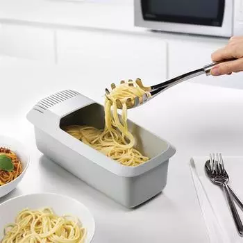 Микроволновая печь для макарон с лапшой и ситечком, экологически чистая пластиковая пароварка для спагетти, овощей, посудомоечная машина, кухонные аксессуары, новинка белый