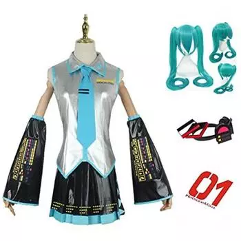 Miku MIKU Hatsune парик униформа полный комплект косплей костюм маскарадный костюм косплей [веселые костюмы] (M)
