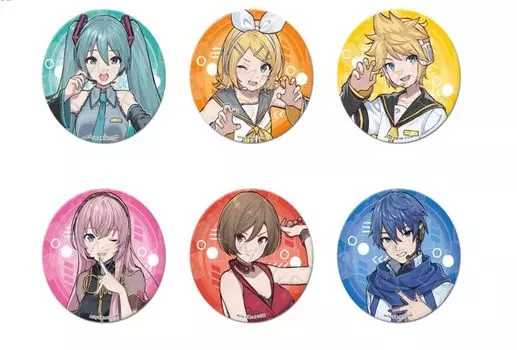 Miku Piapro Round tin badge 6 types 6 pieces BOX Hatsune & Characters [76mm] [Total trading]