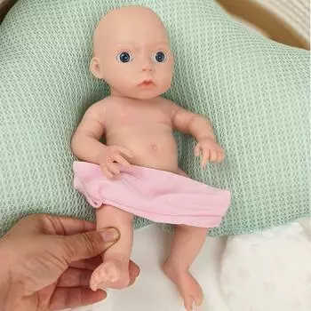 Милая 25 см мини-кукла Reborn Babies из цельного силикона с полным телом, мягкая на ощупь, эластичная, имитация куклы-девочки, лысые волосы, куклы Rebirth для детей, игровой домик, игрушка