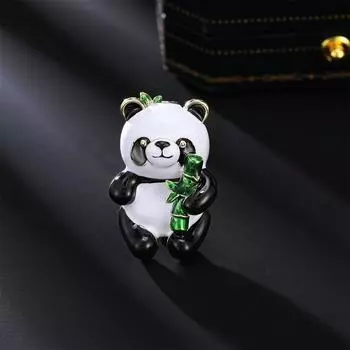 Милая брошь в виде панды из бамбука Advanced Sense Niche Light Luxury Brooch Suit Coat Placket Anti-light Pin
