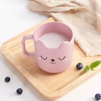 Милая чашка с рисунком кошки, ручка, чашка для молока, кофе, пшеницы, соломы, пластиковая кружка для воды, дорожная, забавная кружка для детей, подарок на рождественскую вечеринку 200ml