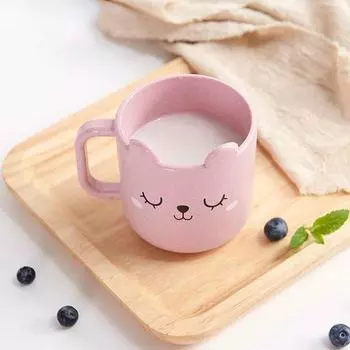 Милая чашка с рисунком кошки, ручка, чашка для молока, кофе, пшеницы, соломы, пластиковая кружка для воды, дорожная, забавная кружка для детей, подарок на рождественскую вечеринку 200ml