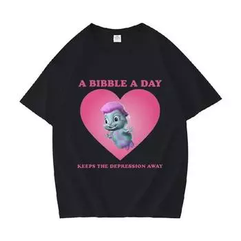 Милая футболка A Bibble A Day Keeps The Depression A Way Bibble Meme, повседневная футболка унисекс большого размера, топы унисекс из 100% хлопка, футболки L