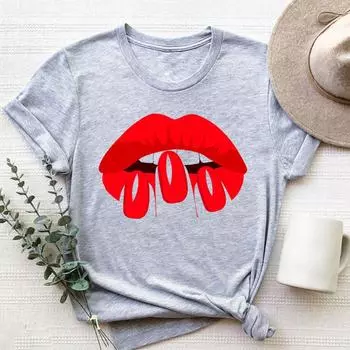 Милая футболка Lip Sweet Style, модная футболка, одежда, тренд 90-х годов, повседневная женская футболка с коротким рукавом и принтом, женская футболка с рисунком S