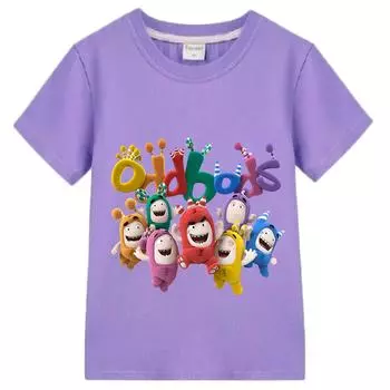 Милая футболка с аниме Oddbods, удобная детская футболка из 100% хлопка, футболка с короткими рукавами для мальчиков и девочек, футболки с кавайным принтом 100 белый