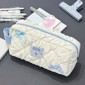 Милая косметичка с бантом Женская дорожная косметичка Большая косметичка-органайзер Портативный косметический кошелек Сумка для туалетных принадлежностей