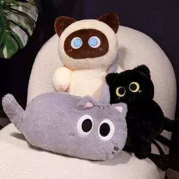 Милая мягкая плюшевая детская сумка на плечо с рисунком кота для маленьких девочек, круглые сумки для детей, кошелек для монет, диагональная упаковка