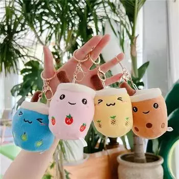 Милая плюшевая кукла-брелок с фруктами и молоком Bubble Tea, кавайные мягкие плюшевые игрушки, брелок с кулоном на рюкзак, подарки для девочек