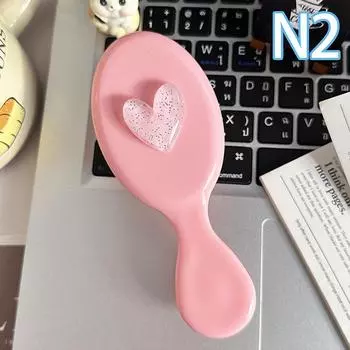Милая розовая складная массажная расческа Love, массажная головка, воздушная подушка, антистатическая портативная дорожная расческа для волос с зеркалом