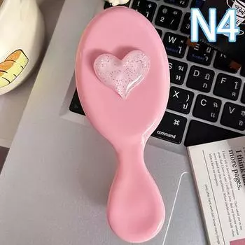 Милая розовая складная массажная расческа Love, массажная головка, воздушная подушка, антистатическая портативная дорожная расческа для волос с зеркалом