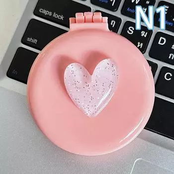 Милая розовая складная массажная расческа Love, массажная головка, воздушная подушка, антистатическая портативная дорожная расческа для волос с зеркалом
