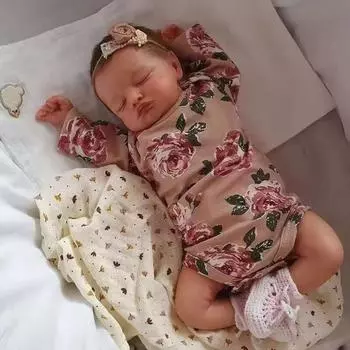 Милая спящая кукла Reborn с закрытыми глазами Розали, 19 дюймов, 49 см, тканевое тело, кукла Rebirth, ручная работа, 3D-раскрашенная кожа, кукла для малышей, настоящая игрушка-подруга ребенка cloth body