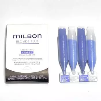 Milbon Home Care Kit Питательный фиолетовый шампунь-лечение 9 мл x2 9 г x2 Global Milbon Blonde Plus Milbon & +