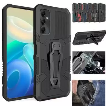 Чехол-подставка с зажимом для ремня в стиле милитари для Samsung Galaxy A15 5G A25 A35 A55 A14 A24 A34 A54 A13 A03 Core, противоударный защитный чехол с полной защитой For Galaxy A73 5G чёрный